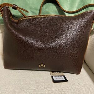 Portland Leather Slouchy Shoulder Bag in Coldbrew